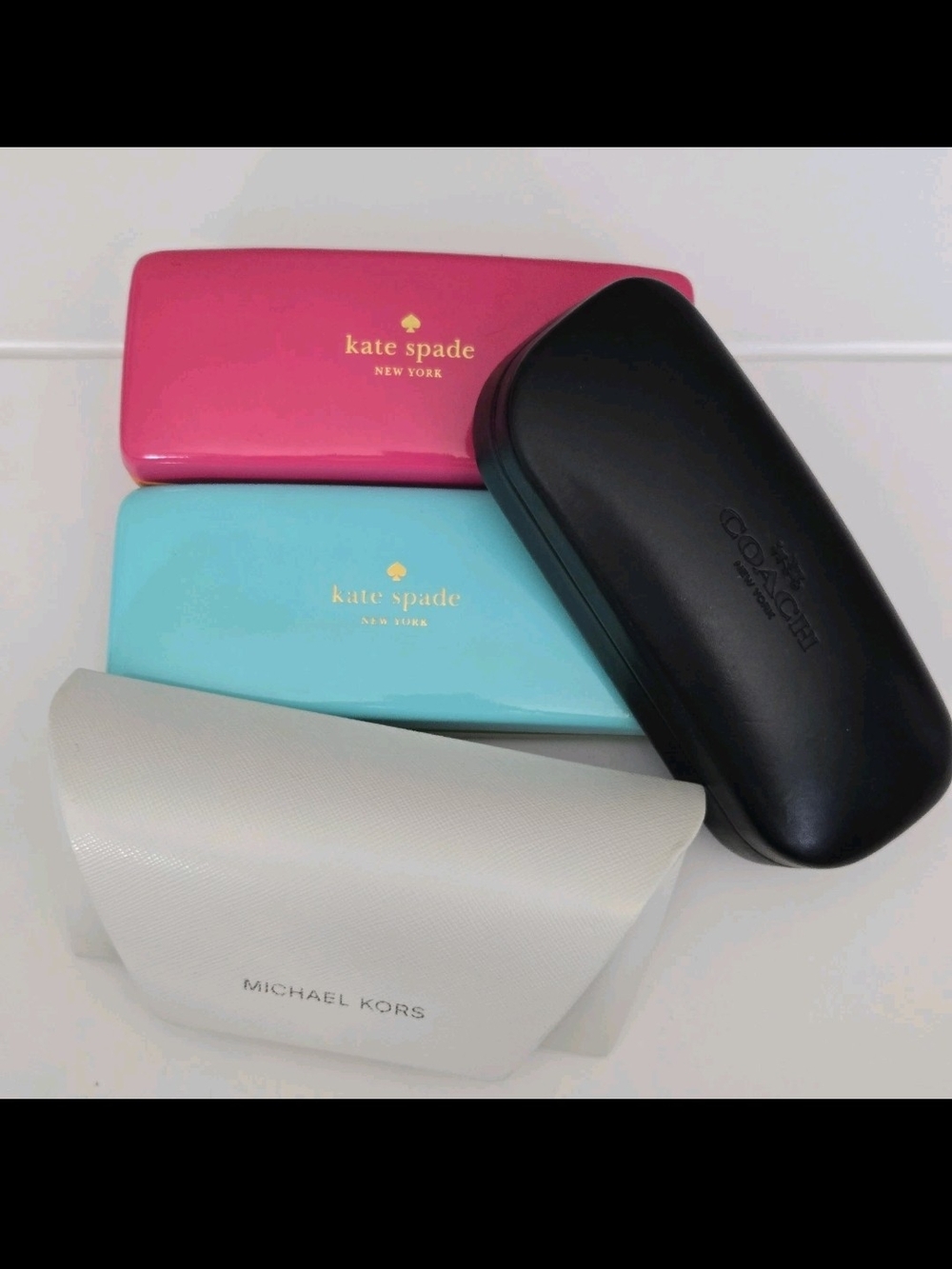 COACH Michael Kors Kate Spade Set Of 4. 3 Hard Shell 1 Snap Case Glasses Case